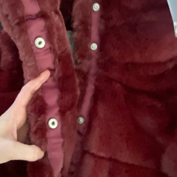 Avec Les Filles Faux Fur Puffer Jacket Burgundy Wine Size XS‎ Nordstrom Coat NEW - Picture 11 of 15